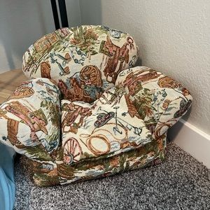 Vintage upholstered doll cowboy chair